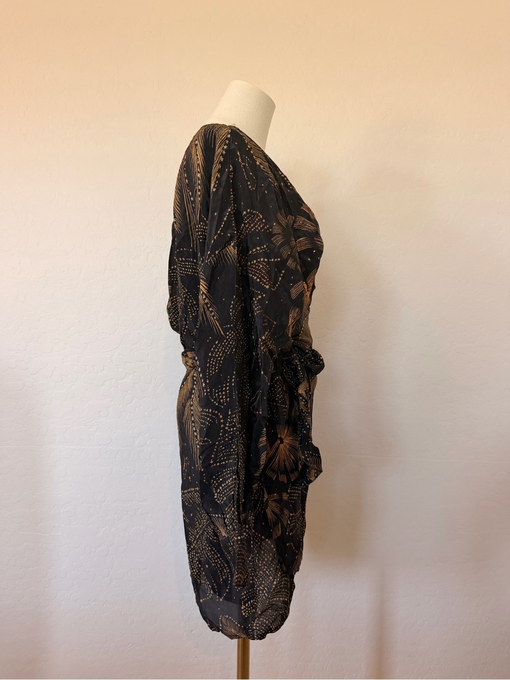 FARM Rio Black Golden Foliage Mini Dress. Size medium - Picture 8 of 10